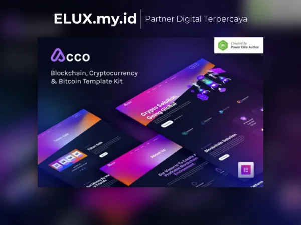Detail Produk Acco Blockchain Cryptocurrency Bitcoin Elementor Template Kit