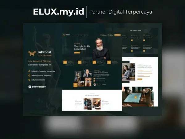 Marketplace Theme, Plugin & Template WordPress Premium Jual Adwocat Law Firm Attorney Elementor Template Kit Lifetime Unlimited Domain