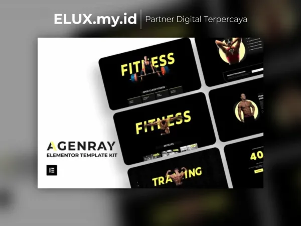Foto Asli Agenray Gym Elementor Template Kit Lifetime Unlimited Domain