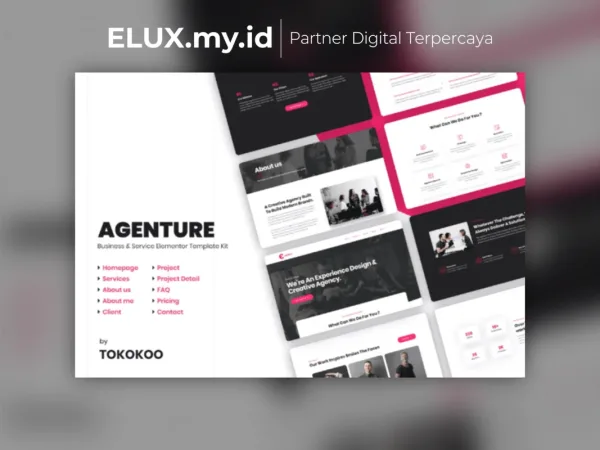 Tampilan Agenture Digital Agency Startup Elementor Template Kit Lifetime