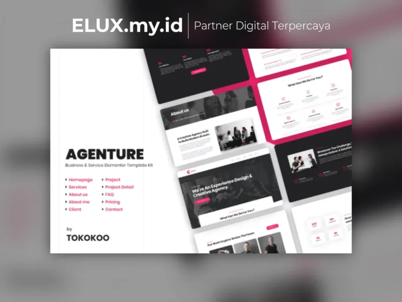 Tampilan Agenture Digital Agency Startup Elementor Template Kit Lifetime