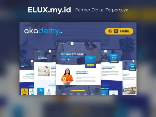 Marketplace Theme, Plugin & Template WordPress Premium Detail Produk Akademy Online Courses Elementor Template Kit Lifetime Unlimited