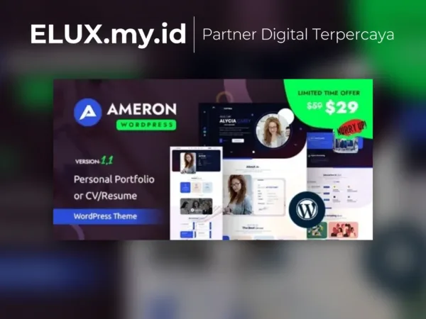 Tampilan Ameron Personal Portfolio Or Cv Resume Wordpress Theme
