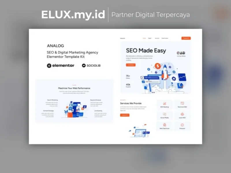 Foto Asli Analog Seo Digital Marketing Agency Elementor Template Kit Lifetime