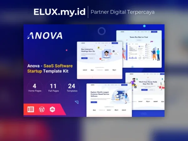 Tampilan Anova Saas Startup Elementor Template Kit Lifetime Unlimited Domain