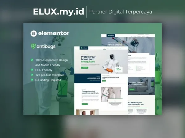 Detail Produk Antibugs Pest Control Service Elementor Template Kit Lifetime