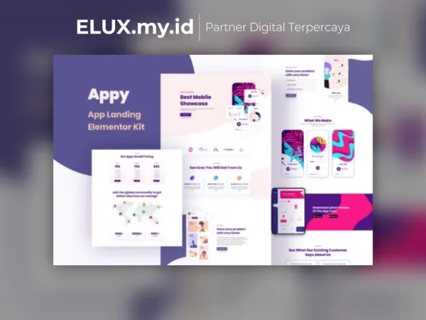 Tampilan Appy Saas App Landing Page Elementor Template Kit Lifetime Unlimited
