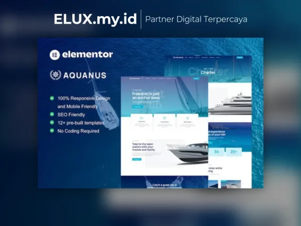 Lisensi Resmi Aquanus Yacht Club Boat Rental Elementor Template Kit Lifetime
