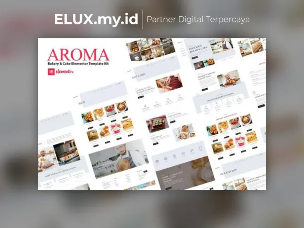 Lisensi Resmi Aroma Bakery Cake Elementor Template Kit Lifetime Unlimited Domain