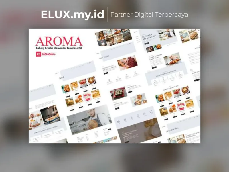 Lisensi Resmi Aroma Bakery Cake Elementor Template Kit Lifetime Unlimited Domain