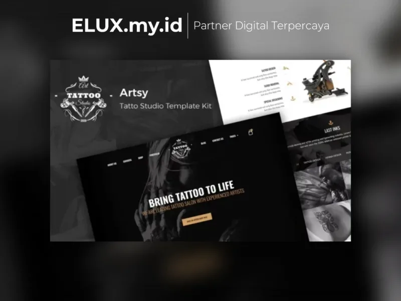 Foto Asli Artsy Tattoo Studio Elementor Template Kit Lifetime Unlimited Domain