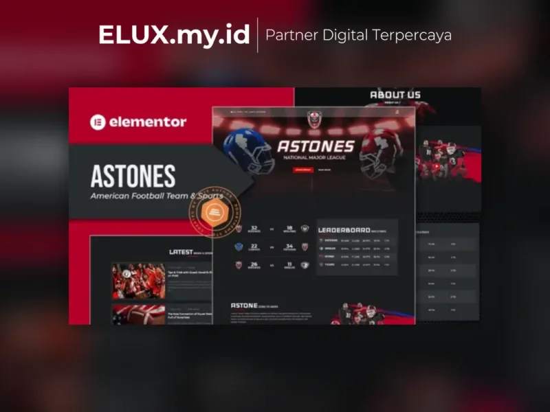 Lisensi Resmi Astones American Football Team Sports Elementor Template Kit