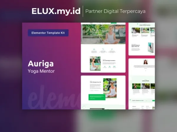 Marketplace Theme, Plugin & Template WordPress Premium Detail Produk Auriga Health Coach Yoga Mentor Elementor Template Kit Lifetime