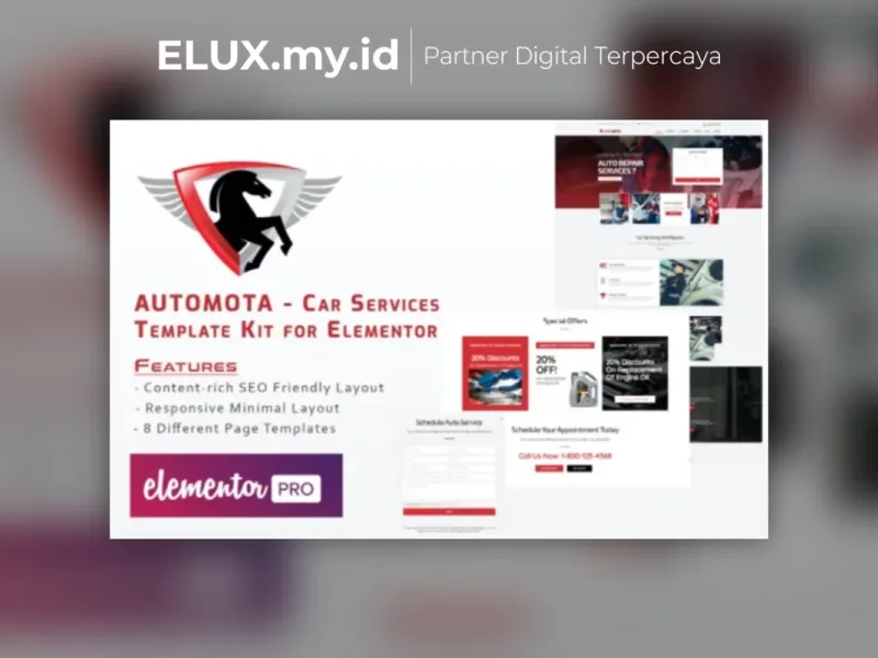 Lisensi Resmi Automota Car Repair Services Template Kit Lifetime Unlimited