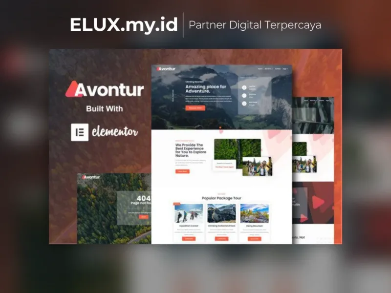Detail Produk Avontur Modern Tour Travel Elementor Template Kit Lifetime