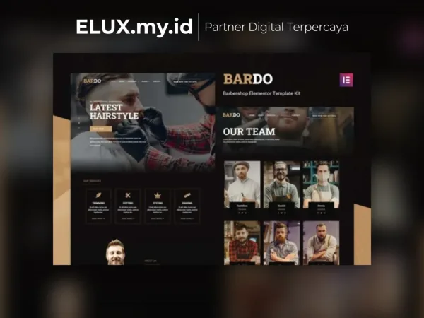 Tampilan Bardo Gentleman Barbershop Elementor Template Kit Lifetime Unlimited