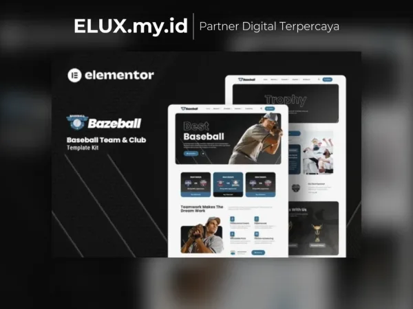Detail Produk Bazeball Sports Team Elementor Template Kit Lifetime Unlimited