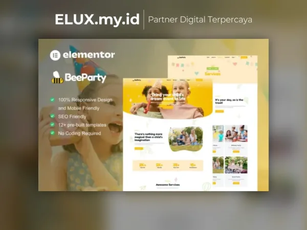 Tampilan Beeparty Kids Party Planner Elementor Template Kit Lifetime Unlimited
