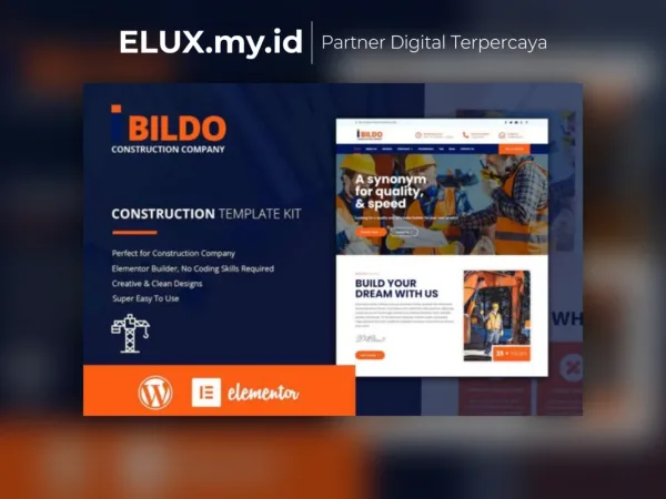 Tampilan Bildo Construction Elementor Template Kit Lifetime Unlimited Domain
