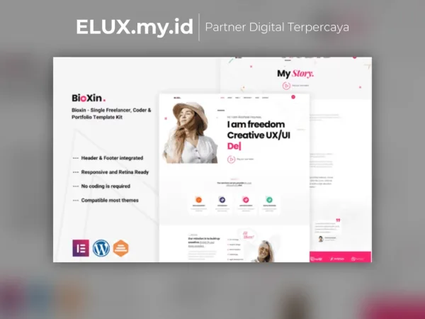 Detail Produk Bioxin Single Freelancer Cv Portfolio Elementor Template Kit