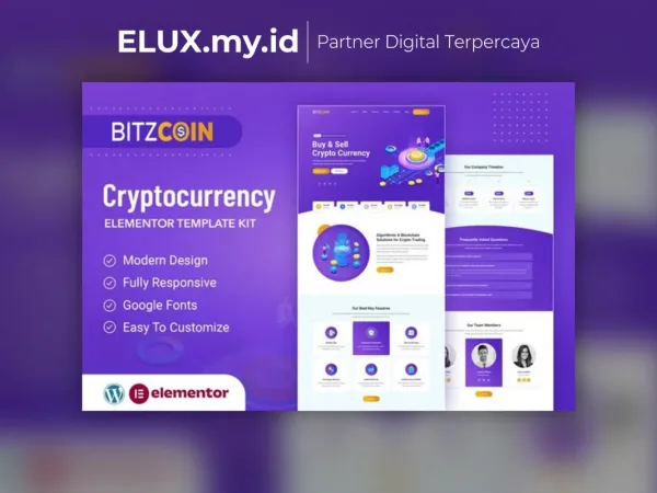 Jual Bitzcoin Crypto Exchange Elementor Template Kit Lifetime Unlimited Domain