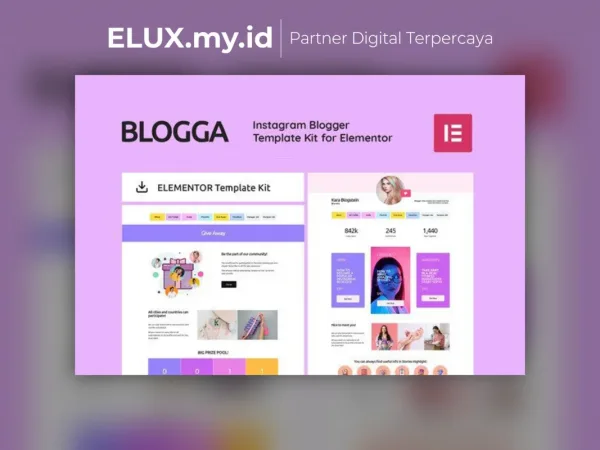 Foto Asli Blogga Instagram Blogger Elementor Template Kit Lifetime Unlimited