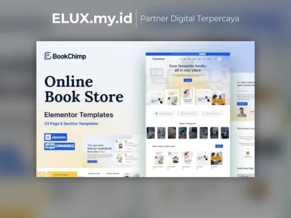 Marketplace Theme, Plugin & Template WordPress Premium Tampilan Bookchimp Online Book Store Website Elementor Template Kit Lifetime