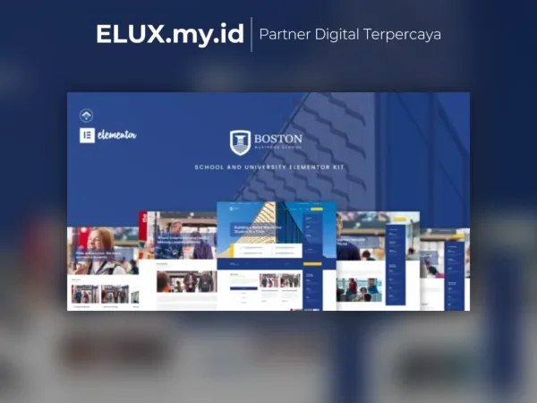 Tampilan Boston School University Elementor Template Kit Lifetime Unlimited