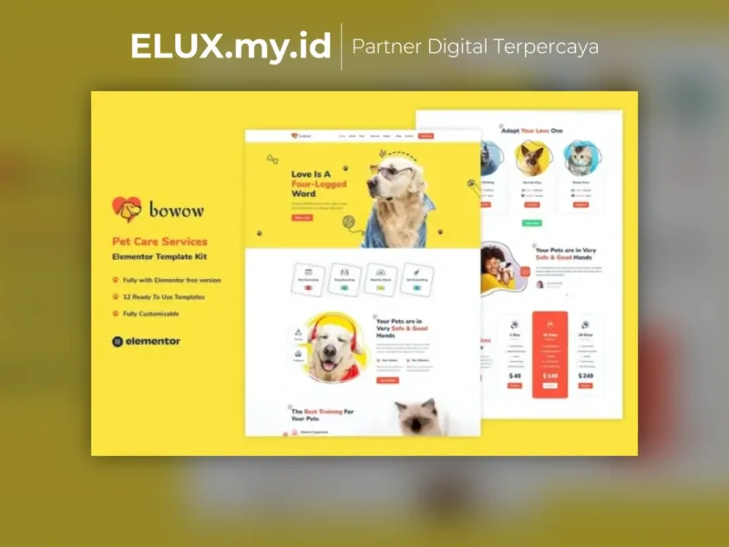 Bowow Pet Care Services Elementor Template Kit Detail Produk Bowow Pet Care Services Elementor Template Kit Lifetime Unlimited