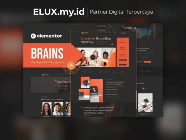 Detail Produk Brains Creative Branding Agency Elementor Template Kit Lifetime