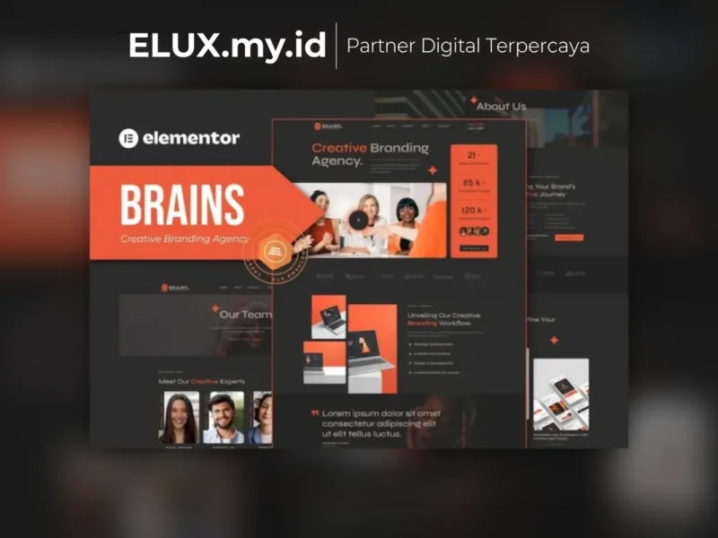 Detail Produk Brains Creative Branding Agency Elementor Template Kit Lifetime