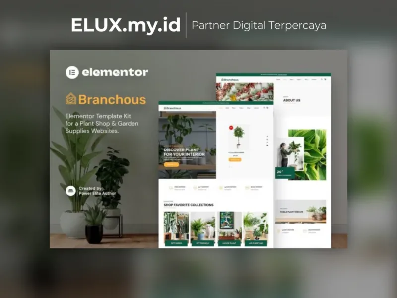 Lisensi Resmi Branchous Plant Garden Store Elementor Template Kit Lifetime