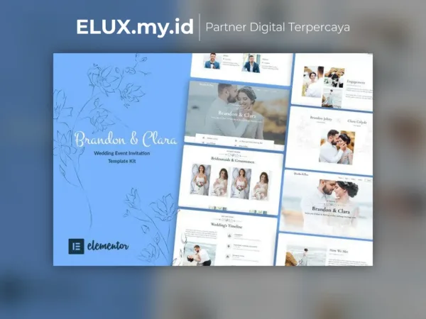 Detail Produk Brandon Clara Wedding Event Invitation Elementor Template Kit