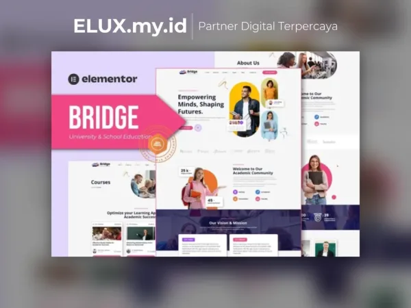 Detail Produk Bridge University School Education Elementor Template Kit