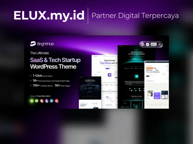 Detail Produk Brighthub Saas Tech Startup Wordpress Theme