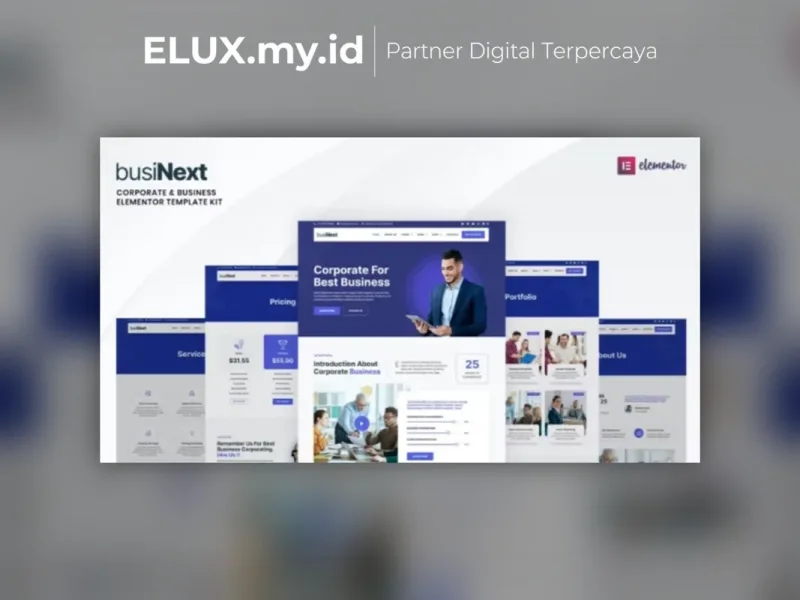 Tampilan Businext Corporate Business Elementor Template Kit Lifetime Unlimited