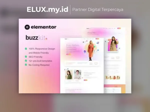 Tampilan Buzzkit Influencer Creative Agency Elementor Template Kit Lifetime
