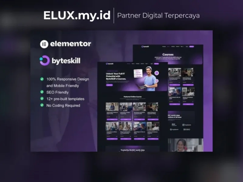 Byteskill It Online Course Education Elementor Foto Asli Byteskill It Online Course Education Elementor Pro Template Kit