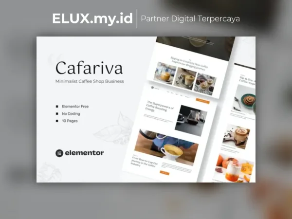 Lisensi Resmi Cafariva Minimalist Cafe Coffee Elementor Template Kit Lifetime