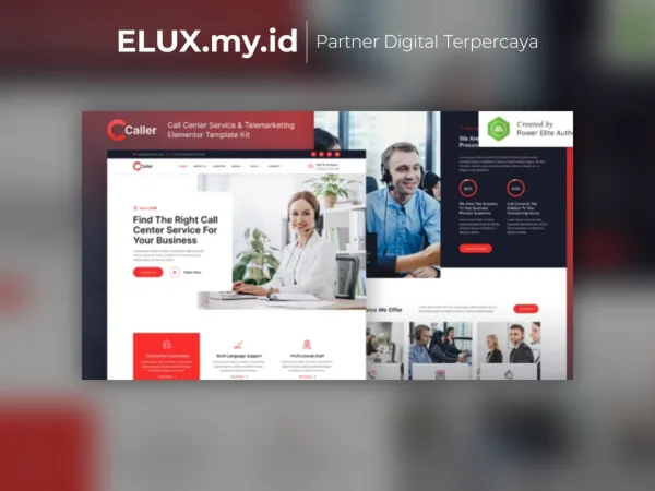 Tampilan Callerr Call Center Service Telemarketing Elementor Template Kit