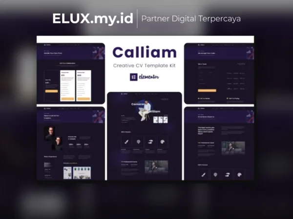 Tampilan Calliam Creative Cv Elementor Template Kit Lifetime Unlimited Domain