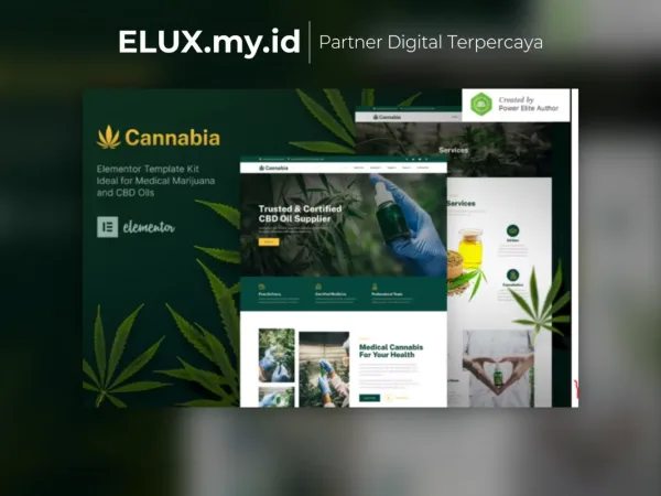 Tampilan Cannabia Medical Marijuana Cbd Oil Elementor Template Kit Lifetime