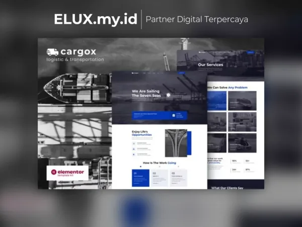 Tampilan Cargox Logistic Transportation Elementor Pro Template Kit Lifetime