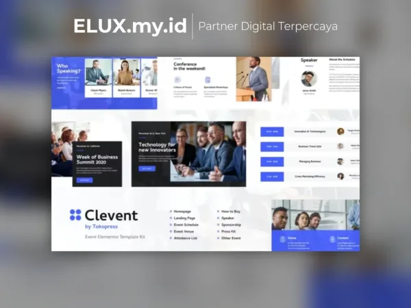 Detail Produk Clevent Event Conference Elementor Template Kit Lifetime