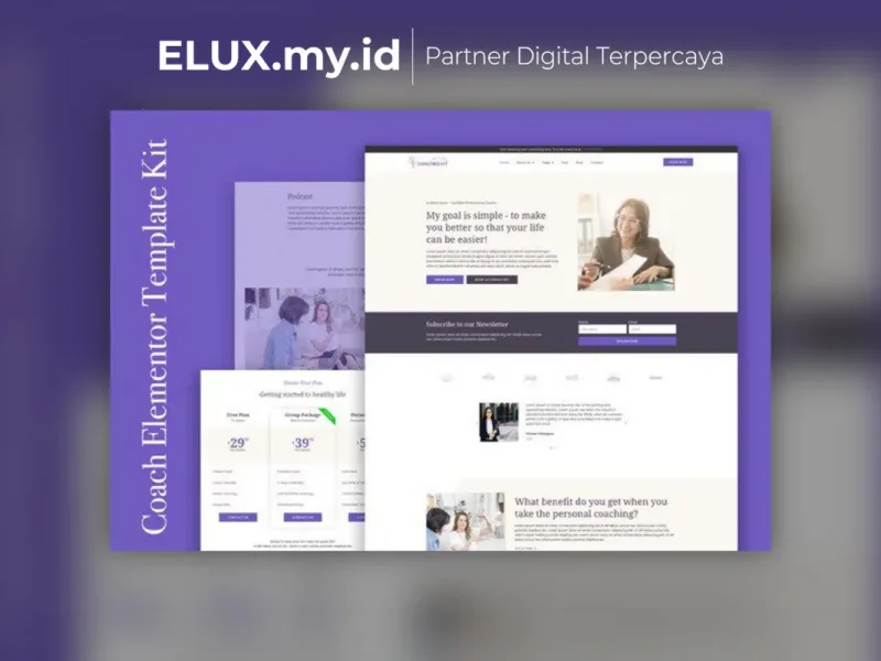 Jual Coachkit Life Coach Elementor Template Kit Lifetime Unlimited Domain