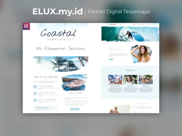 Tampilan Coastal Travel And Surf Grunge Template Kit Lifetime Unlimited Domain