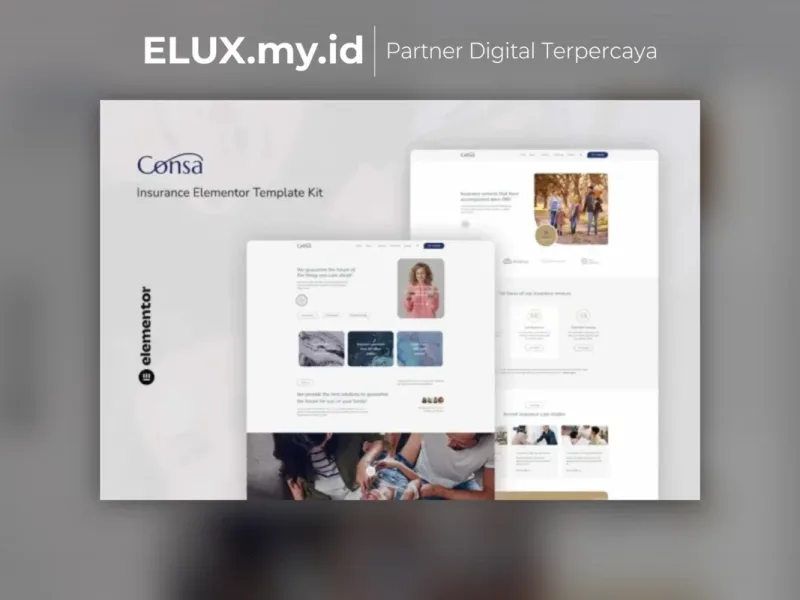 Detail Produk Consa Insurance Elementor Template Kit Lifetime Unlimited Domain