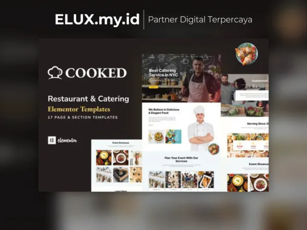 Detail Produk Cooked Catering Restaurant Website Elementor Template Kit