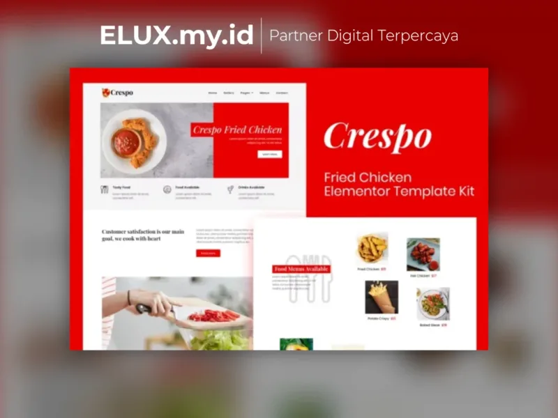 Jual Crespo Fast Food Restaurant Elementor Template Kit Lifetime Unlimited