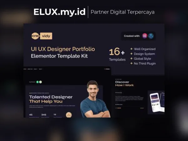 Lisensi Resmi Crevidy Ui Ux Designer Portfolio Elementor Template Kit Lifetime